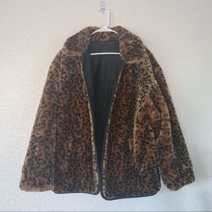 REVERSIBLE WHITE STAG JACKET (FAUX FUR/ BLACK)